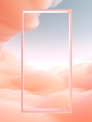 Pastel peach fuzz frame with soft clouds in background, copy space for text