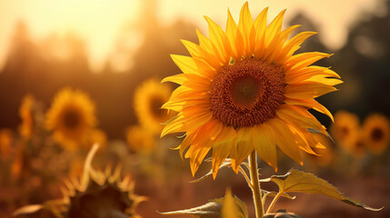 Serene image of a single sunflower in a natural setting, its golden petals illuminated by sunlight, creating a captivating scene captured with clarity by an HD camera.