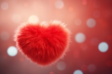 Soft fluffy red heart, Valentine's Day concept or fluffy pillow