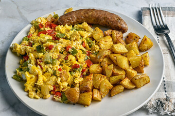scramble eggs with peppers and onions