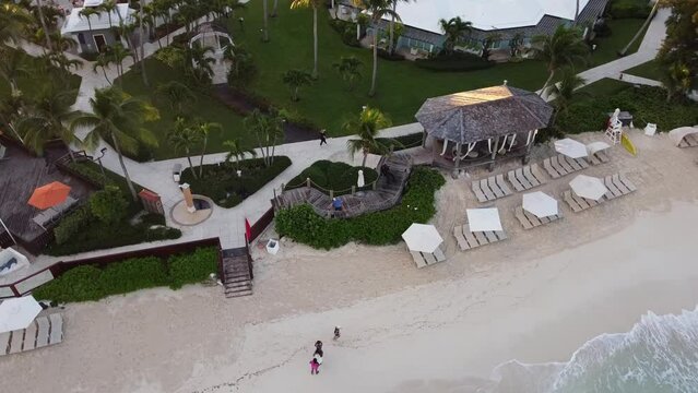 360 degree flight around the beach and a resort at Turks and Caicos islands' Grace Bay