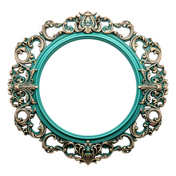 Gold and turquoise picture frame isolated