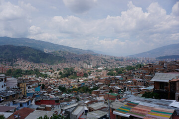 View onto the Comuna 13 from the very top, Medellin, Colombia
