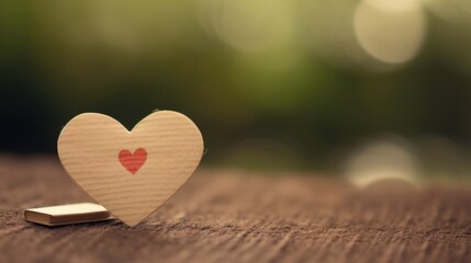 Fototapeta premium A heart-shaped object on a wooden table, symbolizing love and romance. Generative AI.