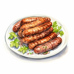 Delicious Montenegrin Ćevapi Grilled Minced Meat Sausages on White Background AI Generated