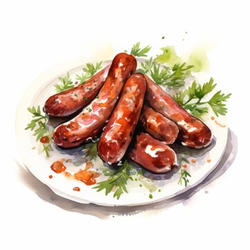 Delicious Slovenian Kranjska Klobasa Sausage on White Background AI Generated
