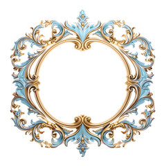 Gold and light blue picture frame isolated