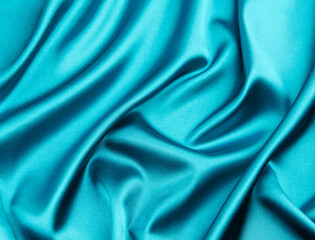 Blue satin or silk fabric as background