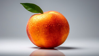 Juicy apple reflects nature perfection in vibrant studio shot generated by AI