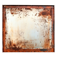 Vintage rusty metal frame metallic texture isolated on transparent backgorund.
