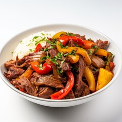 Delicious Peruvian Lomo Saltado Stir-Fried Beef with Vegetables AI Generated