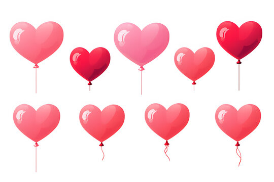 Assorted pink and red heart balloons