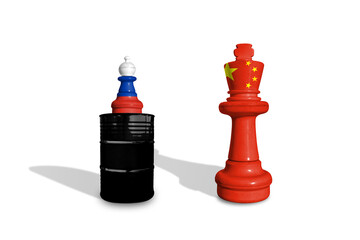 Chess made from China and Russia flags