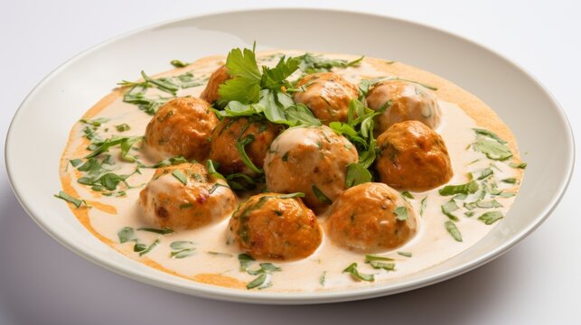 Delicious Indian Malai Kofta Veggie Balls in Creamy Sauce AI Generated