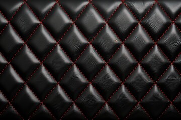 stitching rhombic black leather genuine texture Closeup background sofa fabric design material upholstery pattern abstract fashion diamond natural decorating vintage style furniture clothing