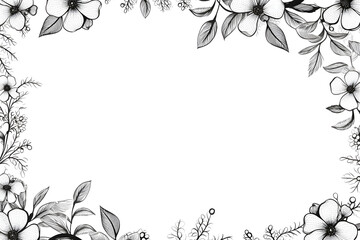 Black and white floral frame with central copy space