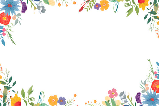 Colorful floral frame with central copy space