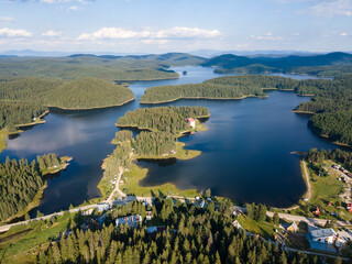 Aerial landscape of Shiroka polyana Reservoir, Bulgaria