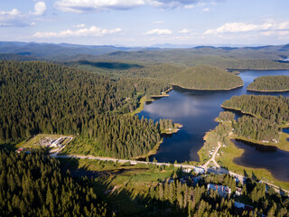 Aerial landscape of Shiroka polyana Reservoir, Bulgaria