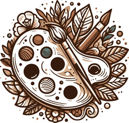 palette vector logo with brush
