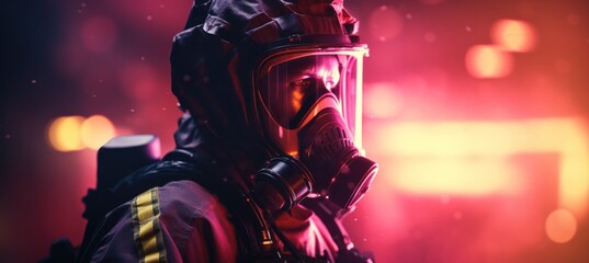 firefighter in gloves and vests in the dark - obrazy, fototapety, plakaty