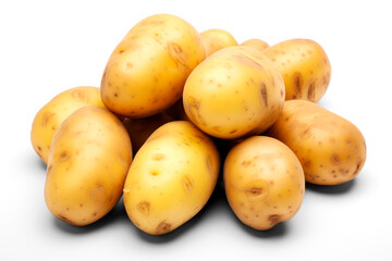  fresh potatoes isolated on transparent background