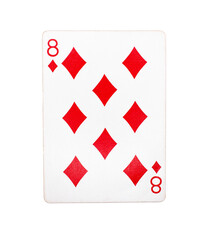 Eight of Diamonds playing card on a transparent background 