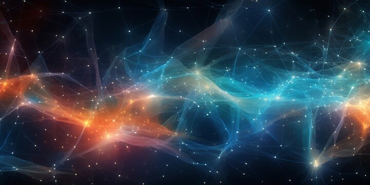 abstract fibers neural networks blue background