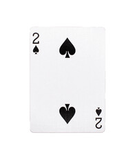 Two of spades playing card on a transparent background 
