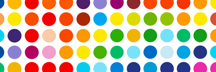 Abstract colorful banner with polka dot pattern isolated on transparent background. PNG file.  - obrazy, fototapety, plakaty