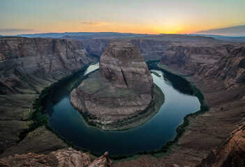 Horse Shoe bend near Page Arizona during sunset on summer evening