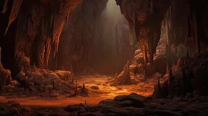 Foto op Canvas rocks talus cave landscape illustration boulders formations, geology nature, exploration hiking rocks talus cave landscape © vectorwin