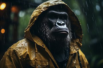 Gorilla in the Rain