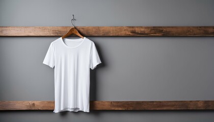 Contemporary style in closet - detailed white t-shirt mockup, modern interior - obrazy, fototapety, plakaty