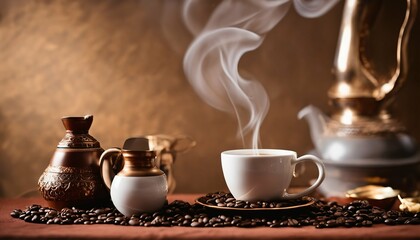 Obraz na płótnie Canvas Coffee ceremony sensory journey - aroma, taste, tradition