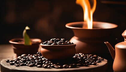 Obraz na płótnie Canvas Immersive sensory experience in coffee ceremony - aroma, taste, cultural tradition