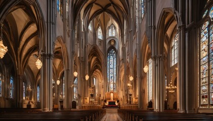 Fototapeta na wymiar Inside a Catholic church - intricate interior design, religious atmosphere