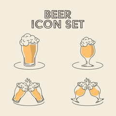 Set of beer glasses icons Vector