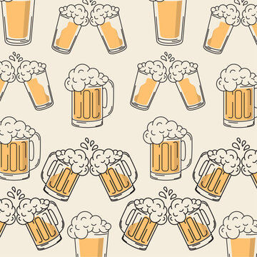 Beer glasses icons Pattern background Vector