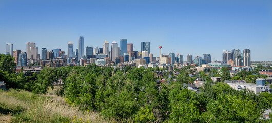 Panorama of Downtown Calgary in Alberta, Canada.