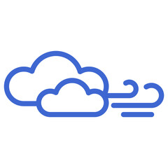 Icon of clouds and wind for weather forecast app on white background
