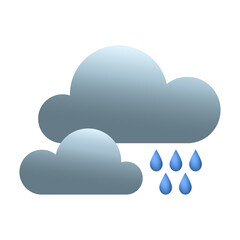 Icon of heavy rain for weather forecast app on white background