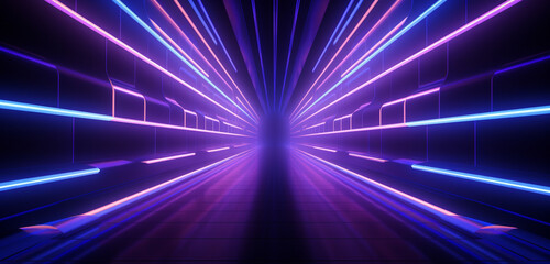 A detailed image of a 3D wall texture with a modern, abstract neon light tunnel design. 8k,