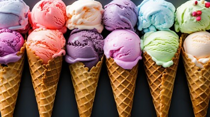 sweet cold ice cream illustration dessert frozen, tasty scoop, indulgent flavors sweet cold ice cream - obrazy, fototapety, plakaty
