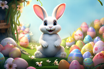 easter bunny with easter eggs