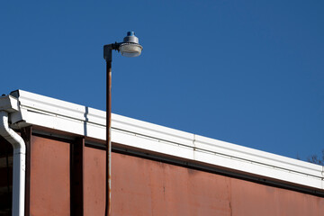 A light on a metal post