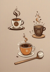 Obraz premium flavored coffee in a cup and coffee beans