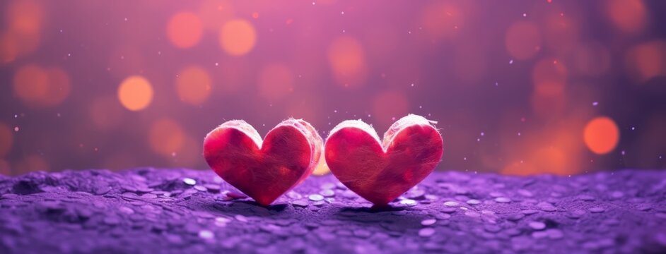Fototapeta Valentines Day Decoration love hearts on a bokeh background, wallpaper, design, birthdays, design