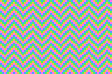 Multicolored pixel zig zag stripes background