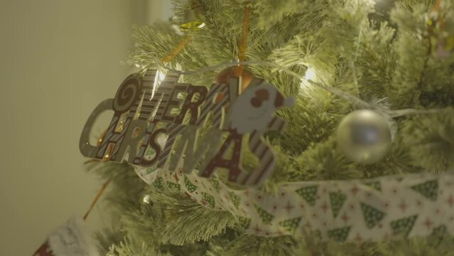 High quality low light no noise Slog3 footage from Sony A7Siii of Christmas tree, lights for colour grading practice and short projects_004